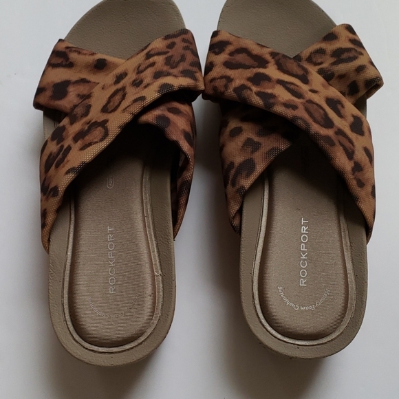 Rockport Land Blvd Animal Print Criss Cross Strap Sandals Sz 5.5 - Picture 5 of 7